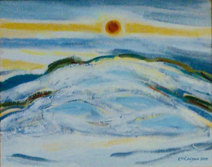 Snowy sunset