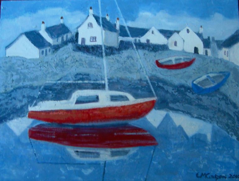 Red yacht on Easdale