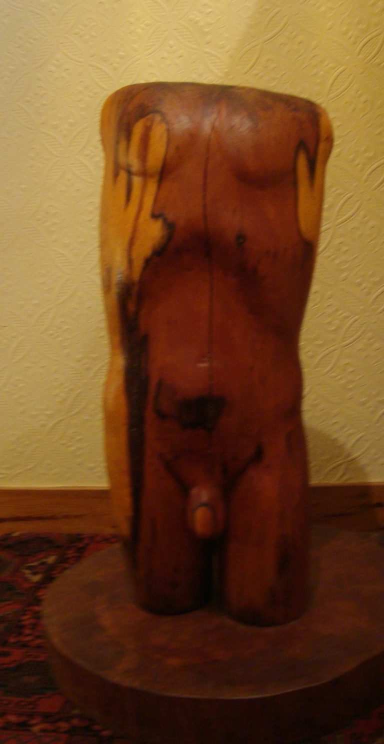 Wood carving of torso